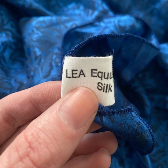 35in Square Silk Scarf Blue Paisley Lea Equestrian Style - Picture 5 of 6